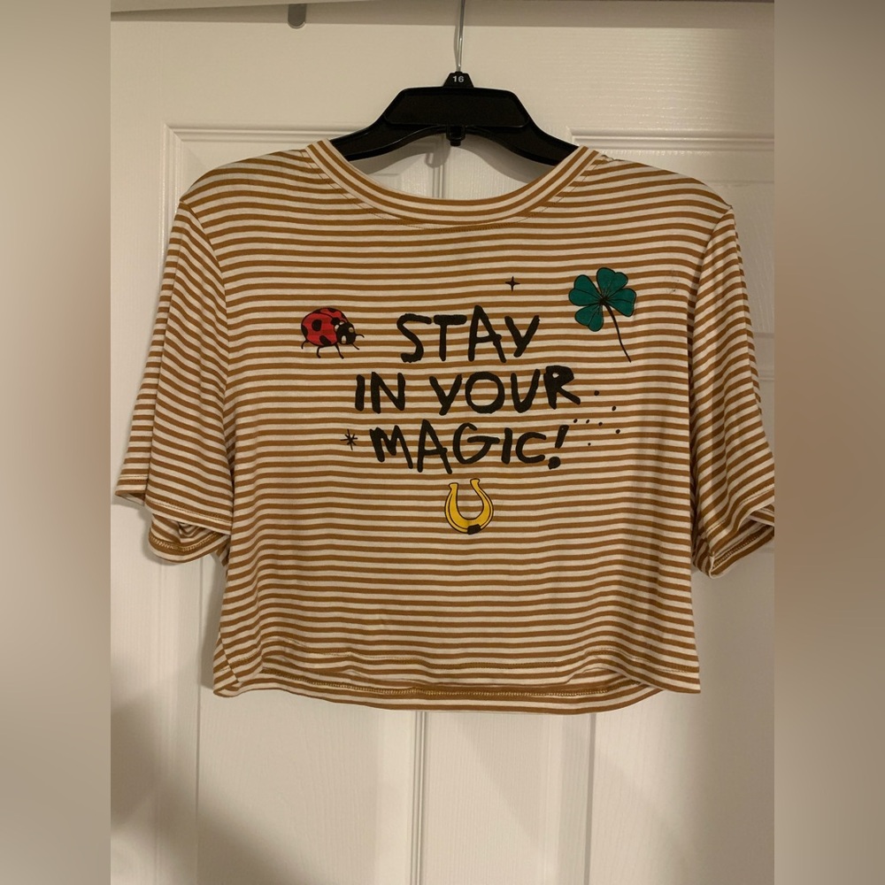 dressed in lala stay in your magic cropped tee